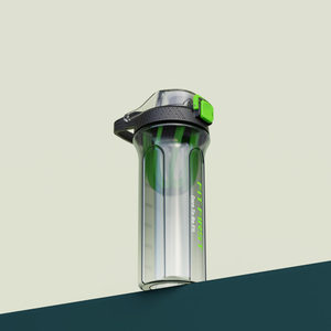 Bouteille shaker en plastique Fit First 700 ml avec boule mélangeuse verte et couvercle à bouton-poussoir, bouteille d'eau, gourde en plastique - Product Image 2