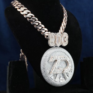 Pendentif Lettre/Numéro Personnalisé Moissanite Plaqué Or 18K Iced Out pour Homme, Collier Bling Hip Hop Rapper avec Breloque Thème et Chaîne en Argent 925 - Product Image 4
