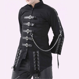 Chaqueta Cyber EMO Gótica Negra Personalizada para Hombre al por Mayor con Cadena de Corsetería, Ojales Metálicos y Hebillas Ajustables 2026 - Product Image 2