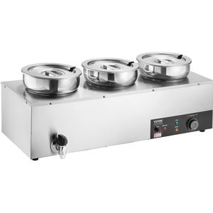 Scaldavivande Elettrico Commerciale per Zuppe con 3 Pentole in Acciaio Inox da 7,4QT, 1200W, Temperatura Regolabile 86~185 Fahrenheit B - Product Image 1