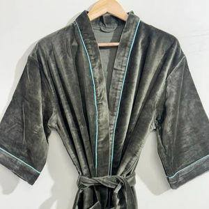 Robe kimono en velours 100% coton, robe de spa, vêtements de détente confortables pour l'hiver - Product Image 1