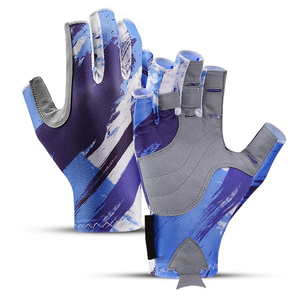 Unisex Fingerless Fishing Gloves Sublimation Print Blue Gray <b>Half</b> Finger Anti <b>Slip</b> Breathable Lightweight All Seasons - Product Image 2