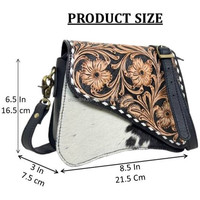 Sac à main élégant de marque sac à bandoulière unique en cuir de vachette véritable usiné à la main avec outillage floral pour les femmes