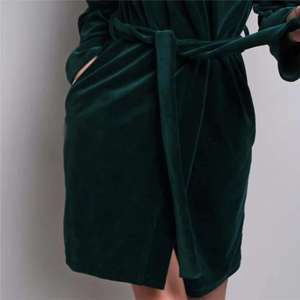 Women's Vintage Terry <b>Bathrobe</b> <b>Hood</b> | Ultra Soft Warm Plush Robe Belt Pockets | Winter Homewear Loungewear Gown Elastic Waist - Product Image 5