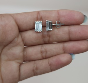 14K Gold 4 Ct Lab Grown VS <b>Emerald</b> Cut Diamond <b>Stud</b> Earrings for Women IGI Certified Minimalist Luxury Jewelry Party Gift - Product Image 2