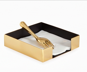 Porte-serviettes en métal poli doré, design carré simple, pour des tables élégantes et une utilisation en cuisine - Product Image 3