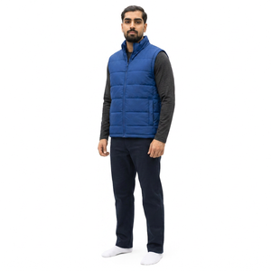Veste matelassée coupe-vent blanche unie pour homme, col montant, fermeture éclair, rembourrage en polyester, manteau d'hiver décontracté, coupe régulière - Product Image 2