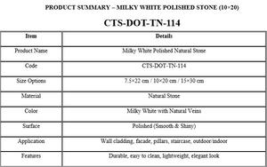 Revestimiento de Pared de Piedra Natural Pulida Blanco Lechoso 10×20 cm – CTS-DOT-TN-114 - Product Image 5