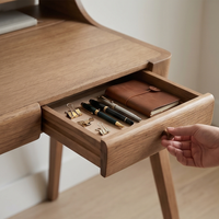 Bureau d'étude en teck massif de qualité supérieure, bibliothèque mobile, table d'ordinateur minimaliste pour le bureau à domicile, tiroir, fabrication artisanale, ergonomique