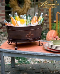 Luxury <b>Gold</b> Vintage Modern Metal Beverage Tub <b>Ice</b> <b>Bucket</b> Wrought Iron Stand Handles Portable Wine Beer Party Wedding Hotel - Product Image 3