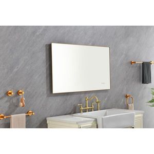 Specchio da Bagno LED Retroilluminato 42x24 Pollici con Pulsante Touch Intelligente, Montaggio a Parete, Antiappannamento e Funzione Memoria, Cornice in Metallo - Product Image 3