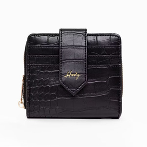 Petit portefeuille unisexe vintage avec fermeture éclair, doublure en satin, en cuir synthétique, compact, anti-RFID - Product Image 1