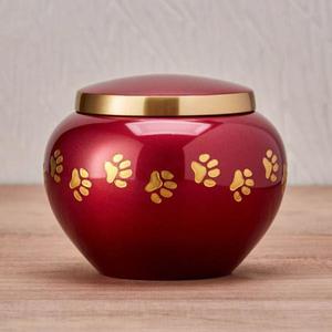 Red Odyssey Pet Cremation <b>Urn</b> with Gold Paw Prints Metal Keepsake <b>Urns</b> & Jar for <b>Cats</b> and Dogs Memorial <b>Urns</b> Funeral Supplies - Product Image 1