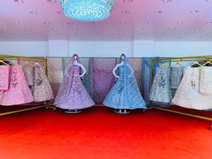 Costume de Style indien de mariée exquis de Hinda Designer adultes plein de pierres de Zarkan lourdes diamants Net Dupatta robe à la mode - Product Image 5