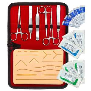Kit complet de pratique de suture chirurgicale, ciseaux et pinces en acier inoxydable, coussin de suture incurvé pour formation en chirurgie mineure par Grip Surgical - Product Image 1