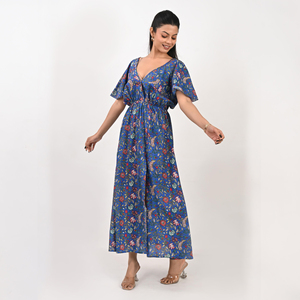 V-Neck <b>Sleeveless</b> A-Line Midi <b>Dress</b> Cotton Block Print Women Long Casual <b>Summer</b> Comfortable Jaipuri Printed <b>Dress</b> - Product Image 3