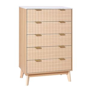 Cassettiera Moderna Minimalista a 5 Cassetti in Legno con Dispositivo Antiribaltamento Scorrevole, Soluzione di Archiviazione per Armadio - Product Image 1