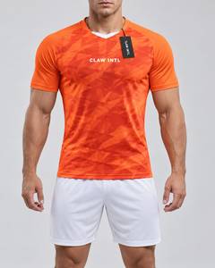 เสื้อฟุตบอลแขนสั้นสีส้มสำหรับผู้ชาย Claw Intl ระบายอากาศได้ดี ทรงพอดีตัว คอกลม มีโลโก้ด้านหลัง - Product Image 1