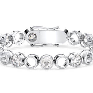 REYES Joyería Fina Minimalista, Pulseras de Tenis con Cierre de Caja de Plata de Ley 925 y Moissanita de Corte Redondo de 7mm, Regalo de Boda para Mujer - Product Image 3