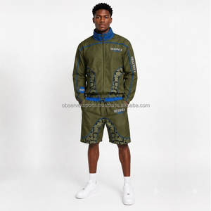 Windbreaker <b>Set</b> High Quality Custom Streetwear Unisex 3M Reflective Vintage Autumn <b>Men</b> Outerwear <b>Sets</b> Top and Shorts <b>Sets</b> - Product Image 1