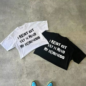 T-shirt court personnalisé OEM pour homme, style streetwear, 100 % coton, col en V, 180 g, coupe oversize, épaules tombantes, coupe carrée, écologique et respirant - Product Image 2