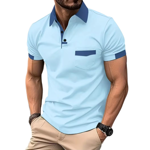 Chemises pour hommes en tricot 100% coton à manches courtes avec logo sur le devant, décontractées, respirantes, brodées - Product Image 5