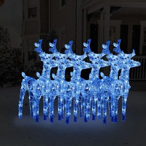 6 Piezas de Luces de Reno Navideñas Acrílicas Azules con 240 LED para Decoraciones Festivas - Product Image 1