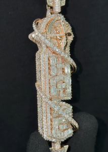 Colgante de oro rosa con diamantes de laboratorio para hombre, estilo hip hop, con diamantes talla baguette y redondos, amuleto de joyería para fiestas. - Product Image 6
