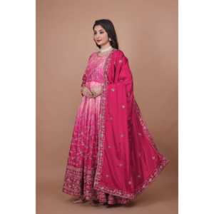 Ensemble robe longue et dupatta pour soirée, avec broderie et sequins, taille XL - Product Image 3