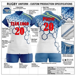 Meilleur design d'uniforme de rugby pour femmes, été, 100% polyester, manches courtes, séchage rapide, protection UV, évacuation de l'humidité, fabriqué au Pakistan - Product Image 2