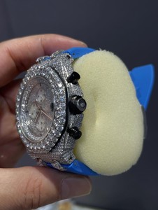 Reloj Cronógrafo Iced Out con Moissanita, Acero Inoxidable, Mecánico, Esfera Analógica, Correa de 20mm, Cierre de Pulsera, Lujo, Estilo Hip Hop - Product Image 2