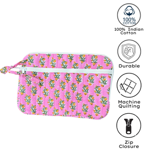 Housse pour ordinateur portable en coton matelassé et rembourré, avec fermeture éclair, plusieurs poches, écologique, imprimé à la main, douce pour la peau, portable - Product Image 4