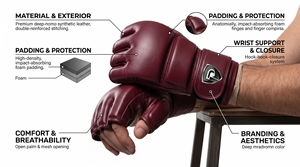 ถุงมือ MMA Dumela International EVO สีแดงเลือดหมู หนังวัวแท้ ระบายอากาศได้ดี ทนทาน ใช้ได้ทุกฤดู รุ่น DI-MMG-23 - Product Image 5