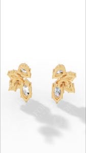 Boucles d'oreilles clous de luxe multi-pierres avec combinaison de pierres taillées en marquise et en poire, or 10K, bijoux fins, fournisseur en gros - Product Image 6