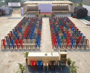 Modern Armless <b>Stackable</b> Plastic <b>Dining</b> Living Room <b>Chair</b> Slat Back Design Polyester Liner Outdoor Hospital Use - Product Image 4