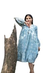 Vestido Largo Maxi de Algodón 100% Tejido con Estampado Digital, Ligero y Transpirable, Ropa de Mujer al por Mayor - Product Image 5