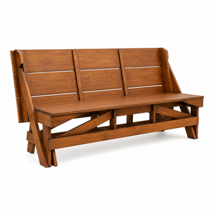 Solid Wood <b>Outdoor</b> Garden <b>Bench</b> with Backrest, Rustic Modern Patio Furniture for Cafe, Restaurant and Home - Product Image 1