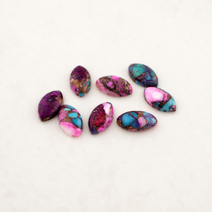 Pierre précieuse turquoise cuivrée marquise polie et lisse 6x12mm, dos plat, calibrée, pour grossistes en bijoux - Product Image 3