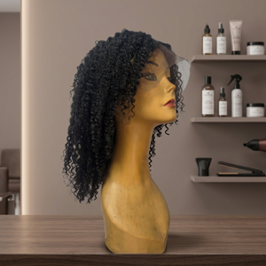Full Lace <b>Wig</b> Human Hair Brazilian Remy <b>Long</b> Curly Natural Black 150 Density Transparent Lace Average Size - Product Image 1