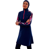 Premium Kalite Kadın Özel Tasarım Burkini 2 Parça Yüksek Bel Kesimli Dijital Baskılı Ön Kru Yaka Spandeks/Polyester Nefes Alabilen Hızlı Kuruyan