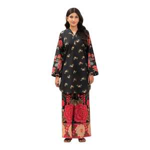 Vêtements indiens et pakistanais haut de gamme imprimés pour femmes, ensemble 2 pièces en tissu léger pour l'été, vêtements cousus en tissu lawn - Product Image 1