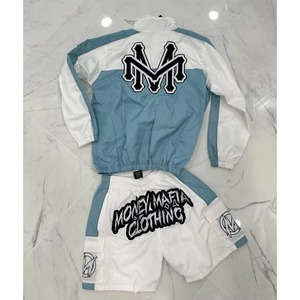 Wholesale Custom Two Piece <b>Men's</b> Windbreaker Short <b>Jacket</b> 100% Cotton Satin Streetwear Quick Dry Tracksuit Set <b>Summer</b> High - Product Image 4