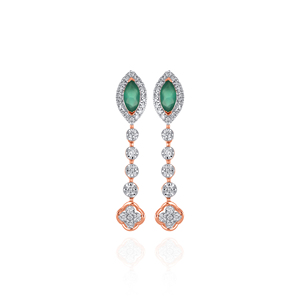 Luxury Green Marquise Crystal Long <b>Dangle</b> <b>Earrings</b> with Brilliant Clear Stone Halo Multi-Link Round Crystal <b>Earring</b> - Product Image 1