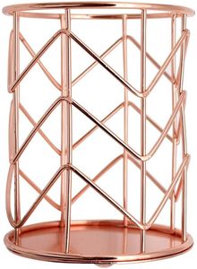 Round Metal Pen Holder with Geometric Wire Design <b>Large</b> Capacity <b>Black</b> Finish - Product Image 6