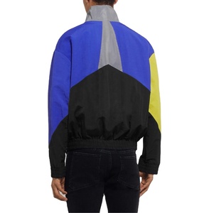 Veste coupe-vent 100% polyester pour homme, style décontracté, patchwork, couleur nylon, fermeture éclair, coupe-vent - Product Image 1