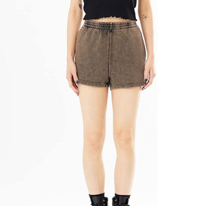 Shorts en jean d'été pour femmes en gros, avec logo personnalisé, taille élastique respirante, 100 % coton, délavage acide, qualité supérieure - Product Image 2