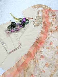 All & Each Party Wear Very Attractive <b>Light</b> Weight Beautiful Neck Design Straight Cut Border comfort/ this stylish Kurti Set - Product Image 5