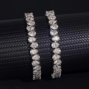 Pulsera de tenis con diamantes de moissanita talla pera de plata de ley 925, regalo para bodas y aniversarios - Product Image 3