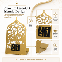 Calendario de Cuenta Regresiva para Ramadán en Metal Dorado, Decoración Islámica de Mesa para Eid, Exhibición en el Hogar, Venta al Por Mayor, OEM