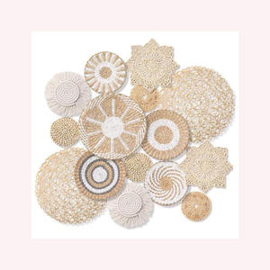 Juego de Cestas Decorativas de Pared de Mimbre y Hierba Marina Ecológicas, Estilo Art Deco, para Decoración Interior Moderna, Regalo de Diwali - Product Image 3